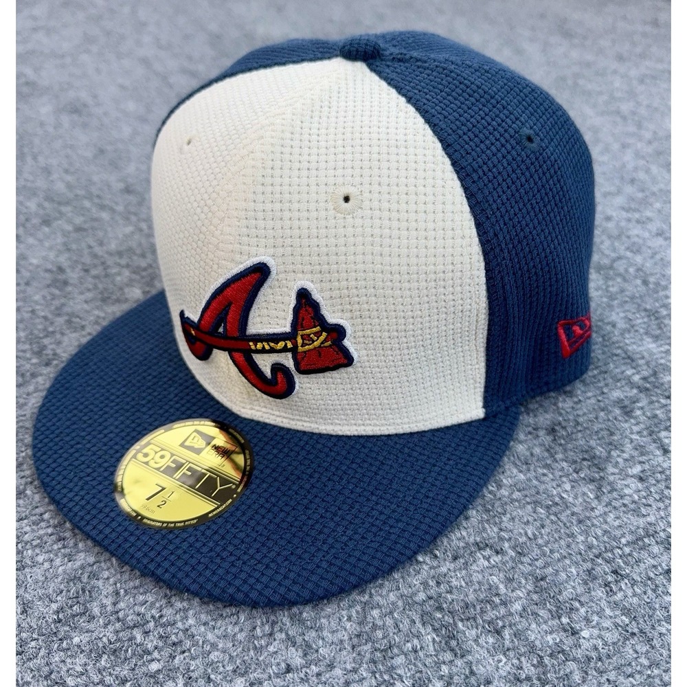 Atlanta Braves Hat New Era 59FIFTY Fitted 7 1/2 Thermal Waffle Blue White Cap